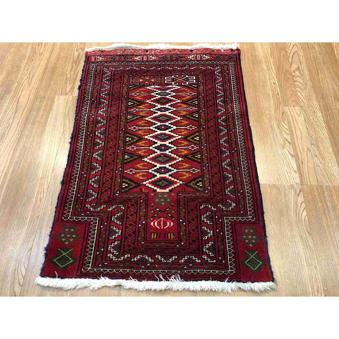 Beautiful Balouch - 1980s Antique Prayer Rug - Persian Carpet - 2' x 3' ft