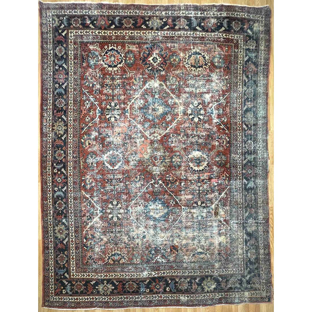 Terrific Tribal - 1900s Antique Oriental Rug - Nomadic Carpet - 8'9" x 11'4" ft