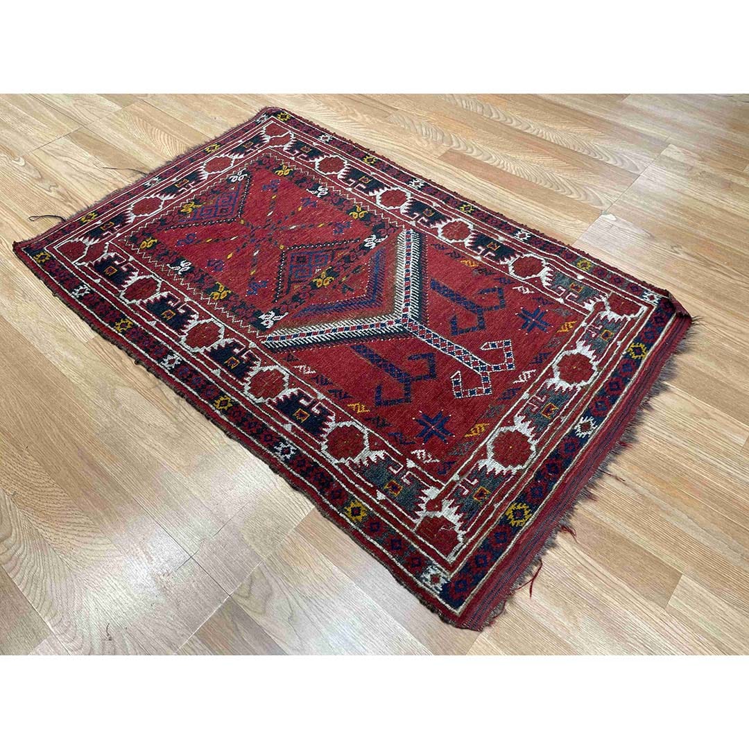 Tremendous Turkmen – 1920s Antique Ersari Rug – Tribal Carpet – 2’8″ x 4’2″ ft