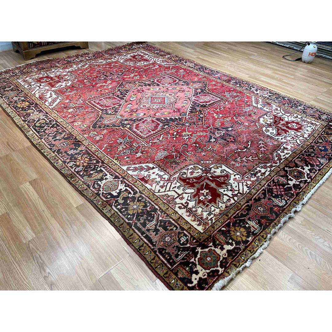 Handsome Heriz - 1940s Antique Persian Rug - Tribal Carpet - 8'4" x 11' ft