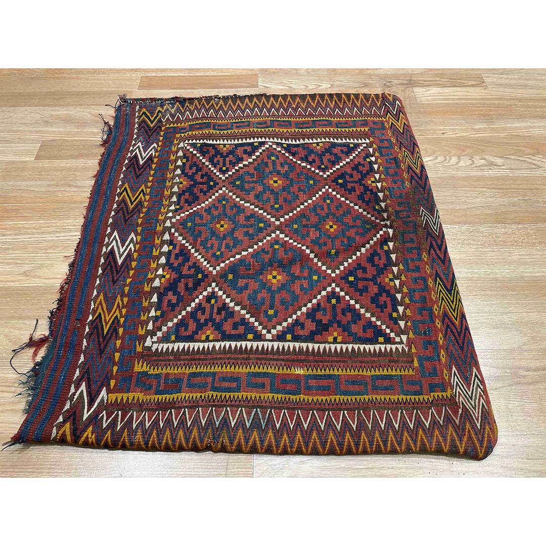 Beautiful Bagface – 1900s Antique Beshir Rug – Tribal Afghan – 2’3″ x 2’8″ ft