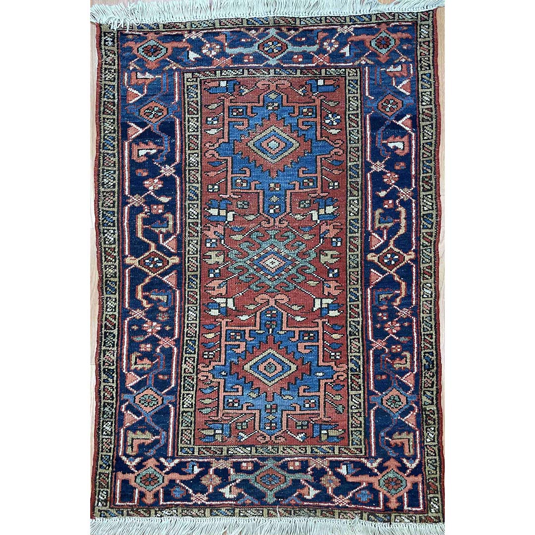 Special Serapi - 1900s Antique Persian Rug - Heriz Carpet - 3'2" x 4'6" ft
