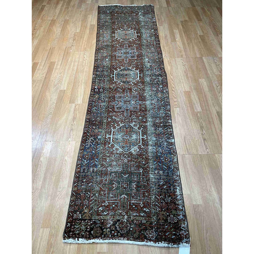 Handsome Heriz - 1900s Antique Karaja Rug - Tribal Carpet - 2'9" x 10'10" ft.