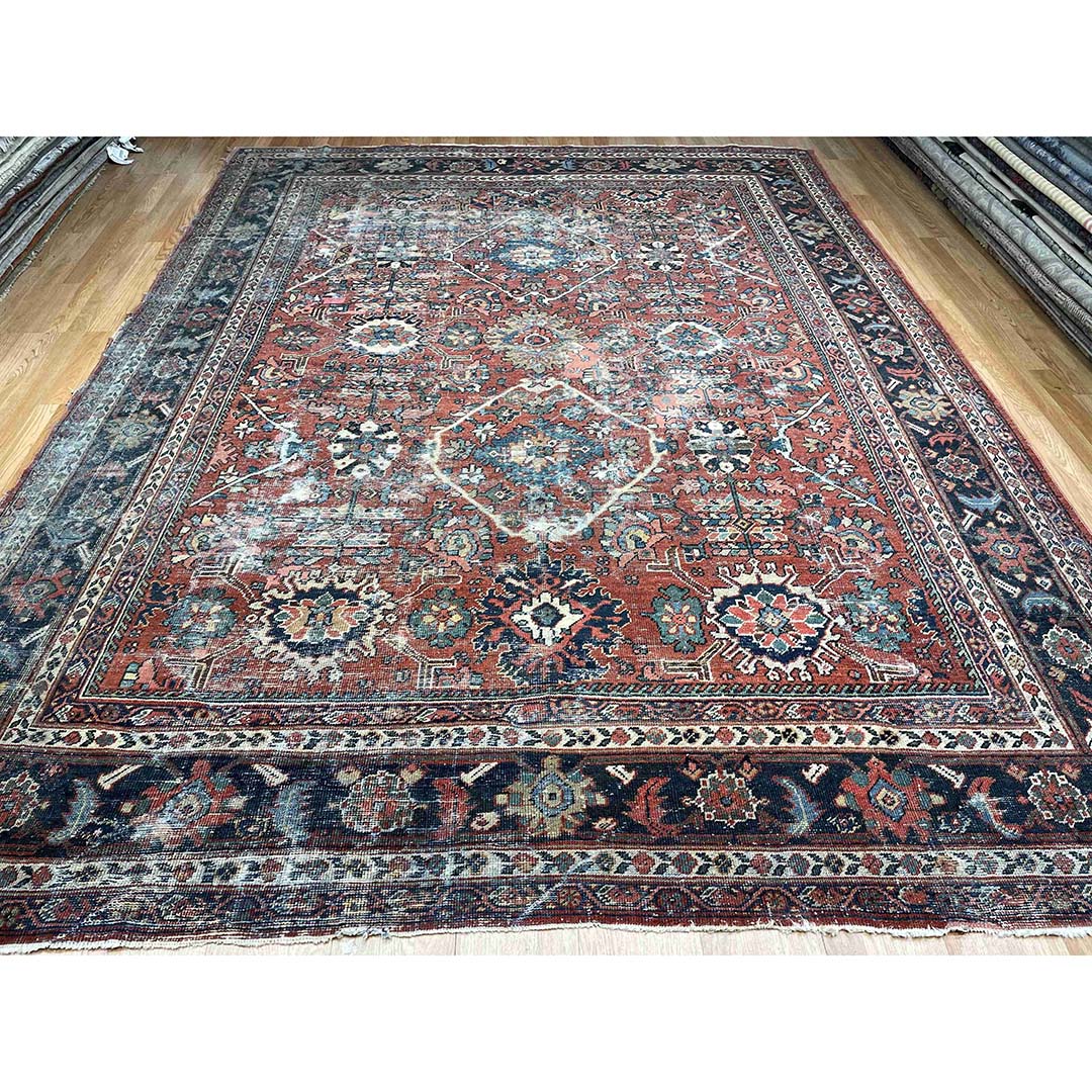 Terrific Tribal - 1900s Antique Oriental Rug - Nomadic Carpet - 8'9" x 11'4" ft