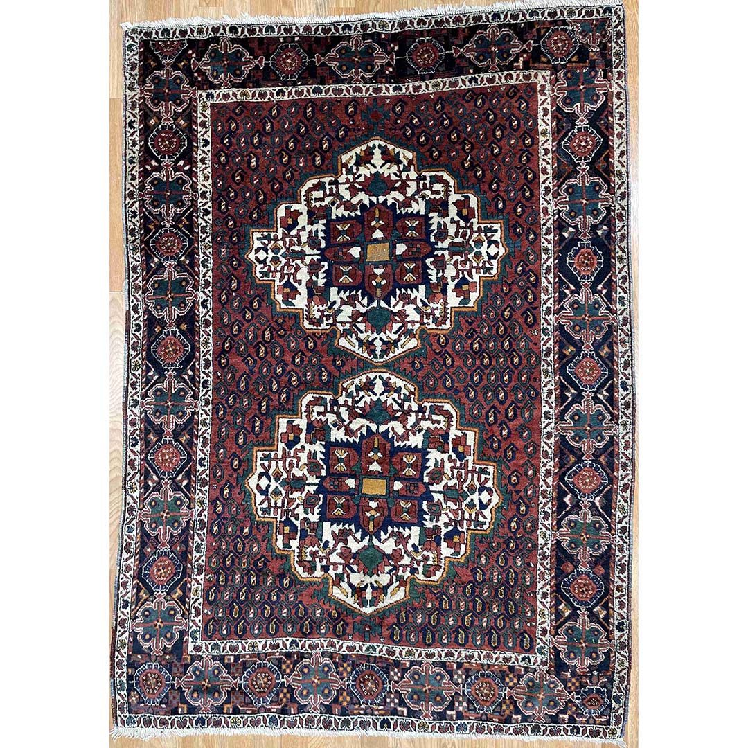 Amazing Afshar - 1930s Antique Persian Rug - Tribal Nomadic Carpet - 4'1" x 5'9" ft