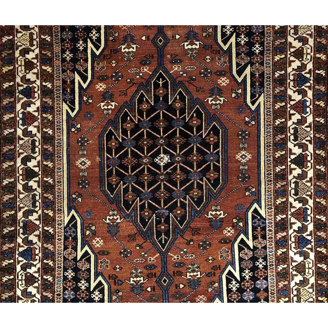 Magnificent Mazleghan - 1940s Antique Persian Rug - Tribal Carpet - 4'2" x 6'4" ft