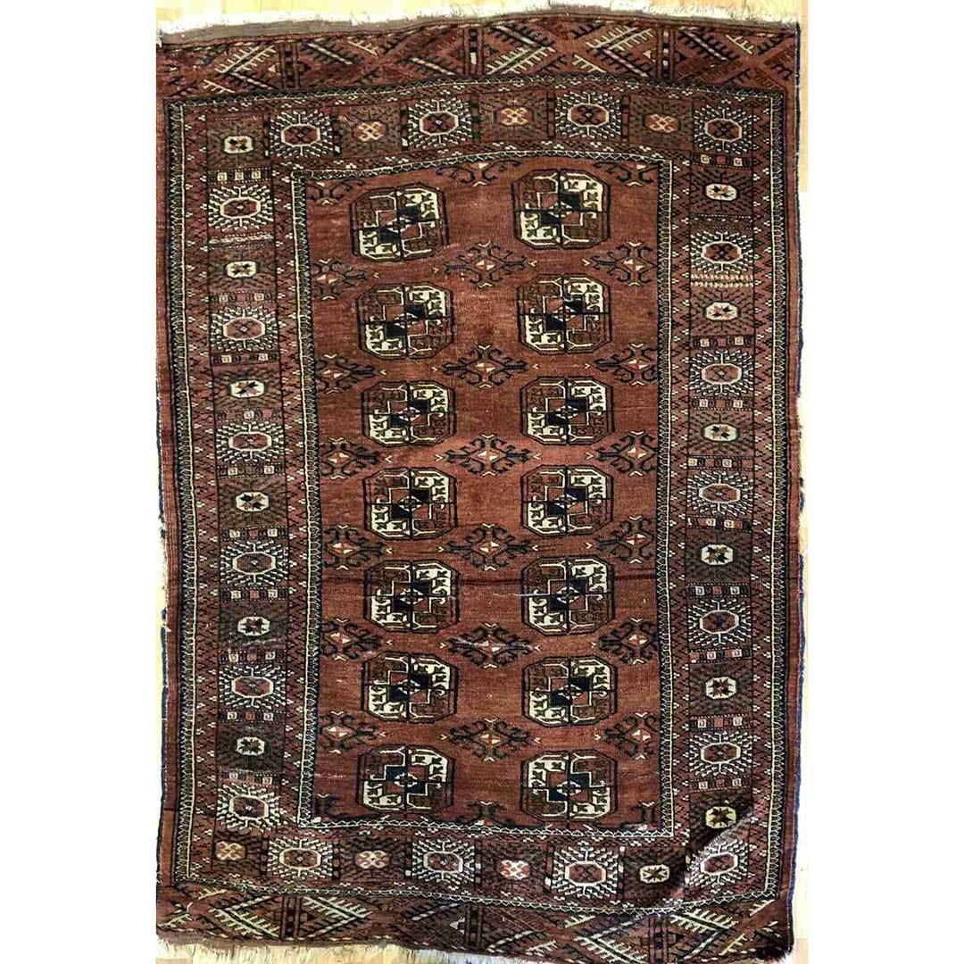 Tremendous Turkmen - 1920s Tekke Gul Bokhara Rug - Tribal Carpet - 3'7" x 5'4" ft