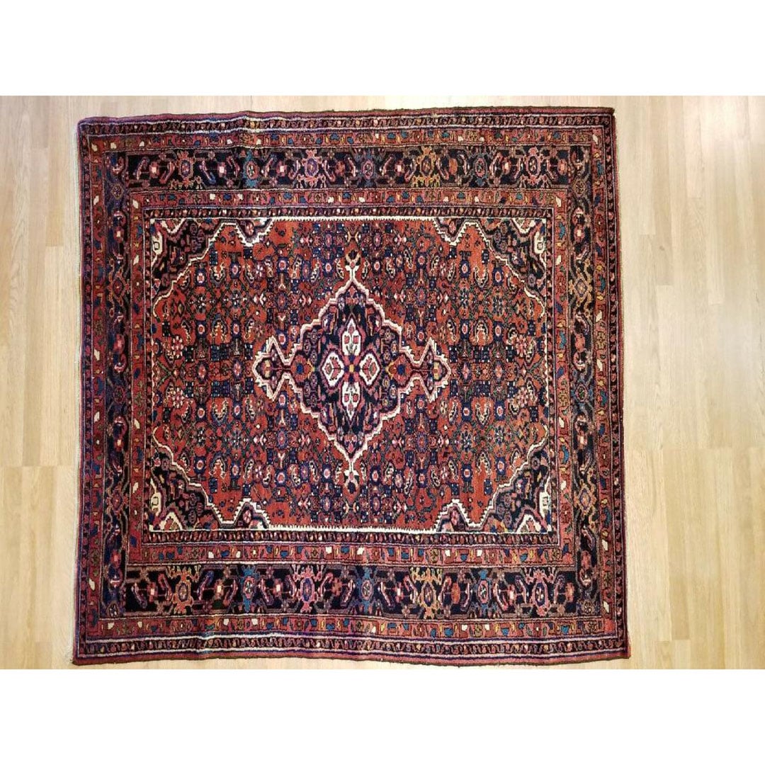 Handsome Hamadan - 1930s Antique Persian Rug - Tribal Carpet - 4'10" x 6'8" ft