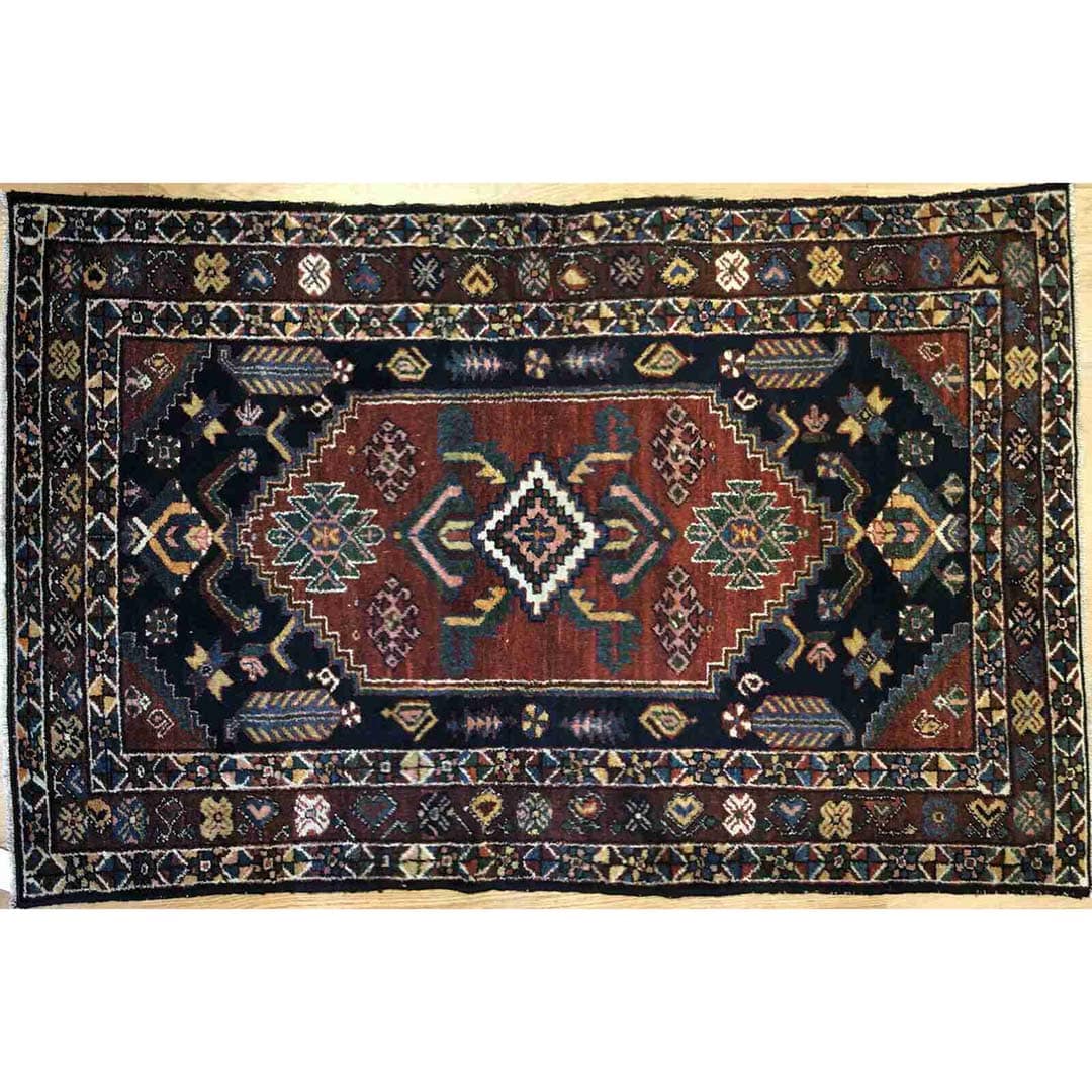 Handsome Hamadan - 1920s Antique Persian Rug - Tribal Design - 4'3" x 6'4" ft