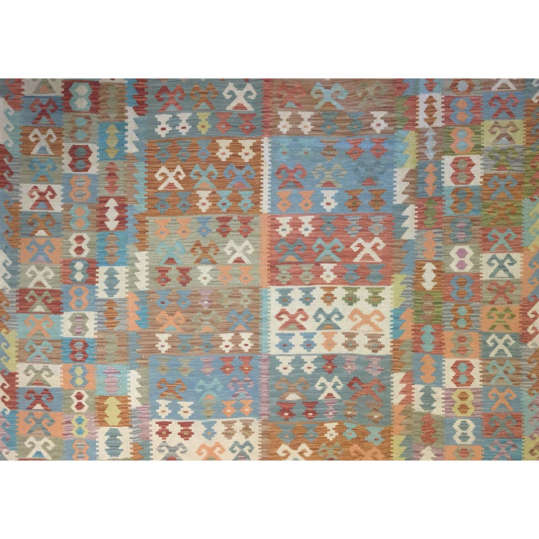 Crisp Colorful - New Kilim Rug - Flatweave Tribal Carpet - 6'11" x 9'9" ft.