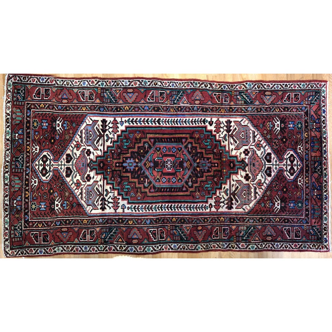Handsome Hamadan - 1940s Antique Persian Rug - Tribal Carpet - 4'3" x 7'9" ft