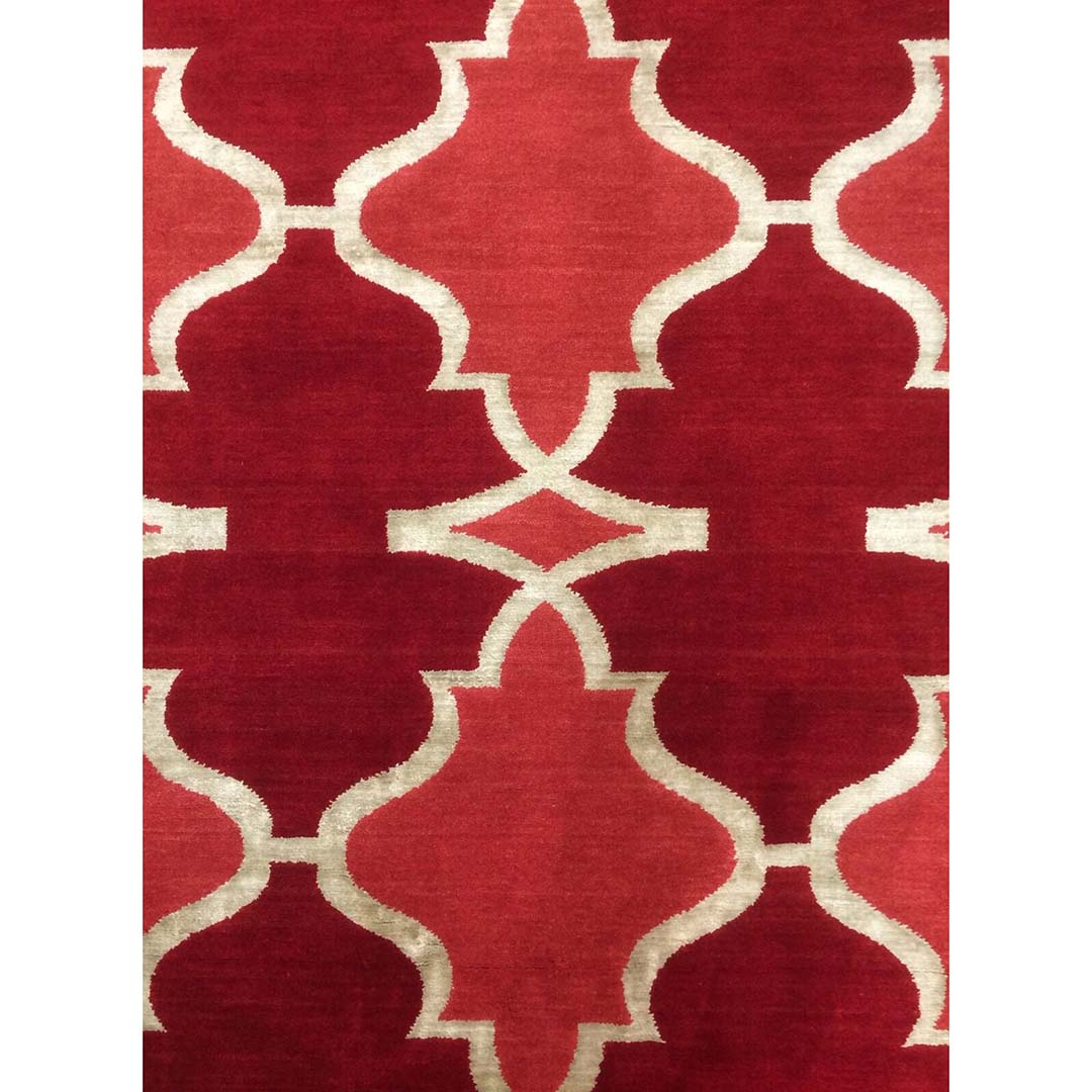 Intricate Indian - Modern Contemporary Rug - Bold Red Carpet - 6' x 9' ft.