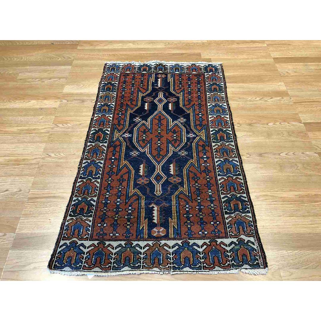 Majestic Mazleghan - 1930s Antique Persian Rug - Tribal Carpet - 2'5" x 4'2" ft