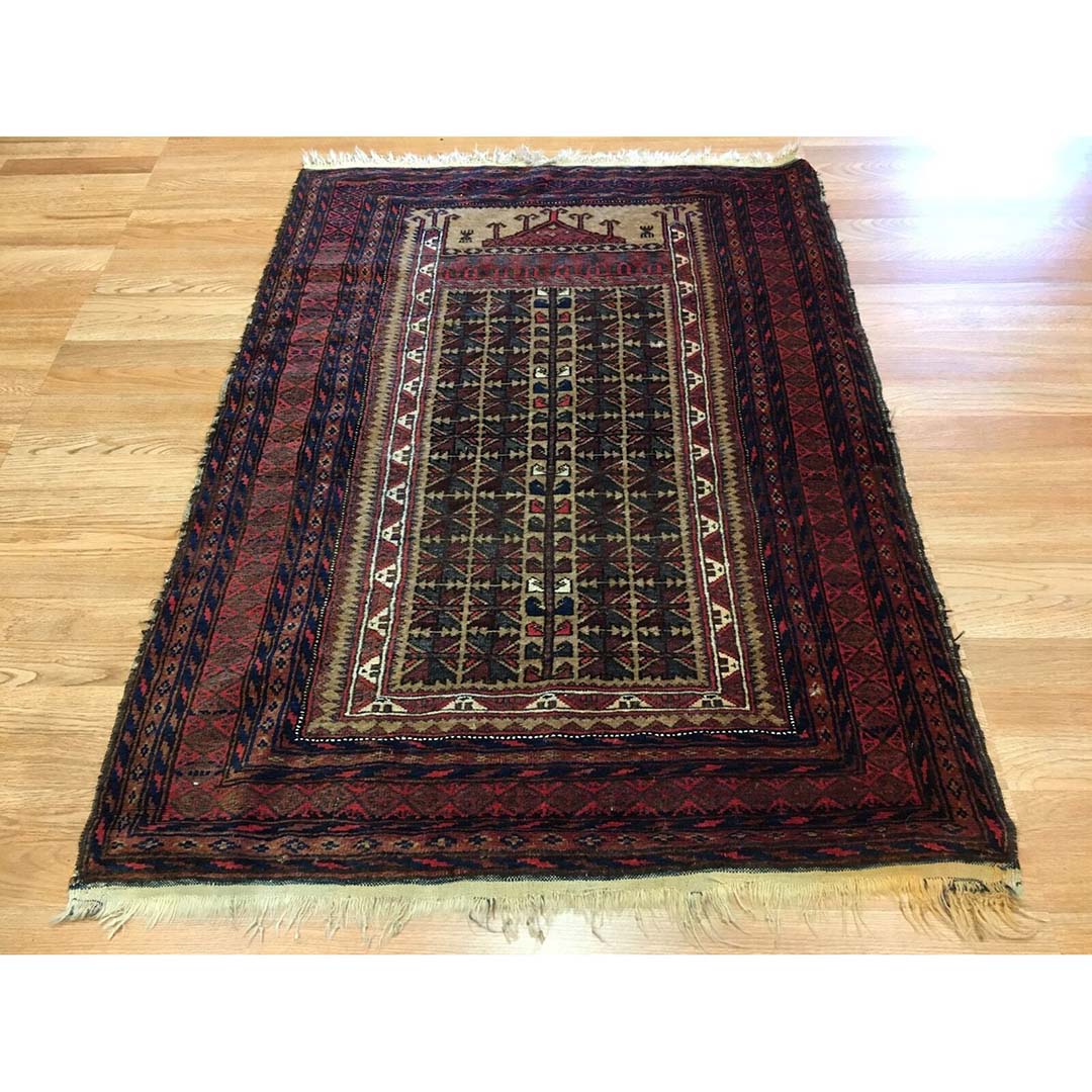 Beautiful Balouch - 1940s Antique Persian Rug - Tribal Carpet - 3' x 5' ft