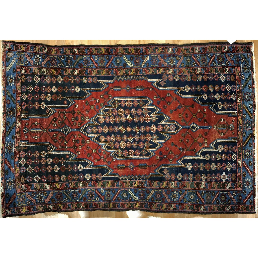 Marvelous Mazleghan - 1940s Antique Persian Rug - Tribal Carpet - 4'2" x 6'2" ft