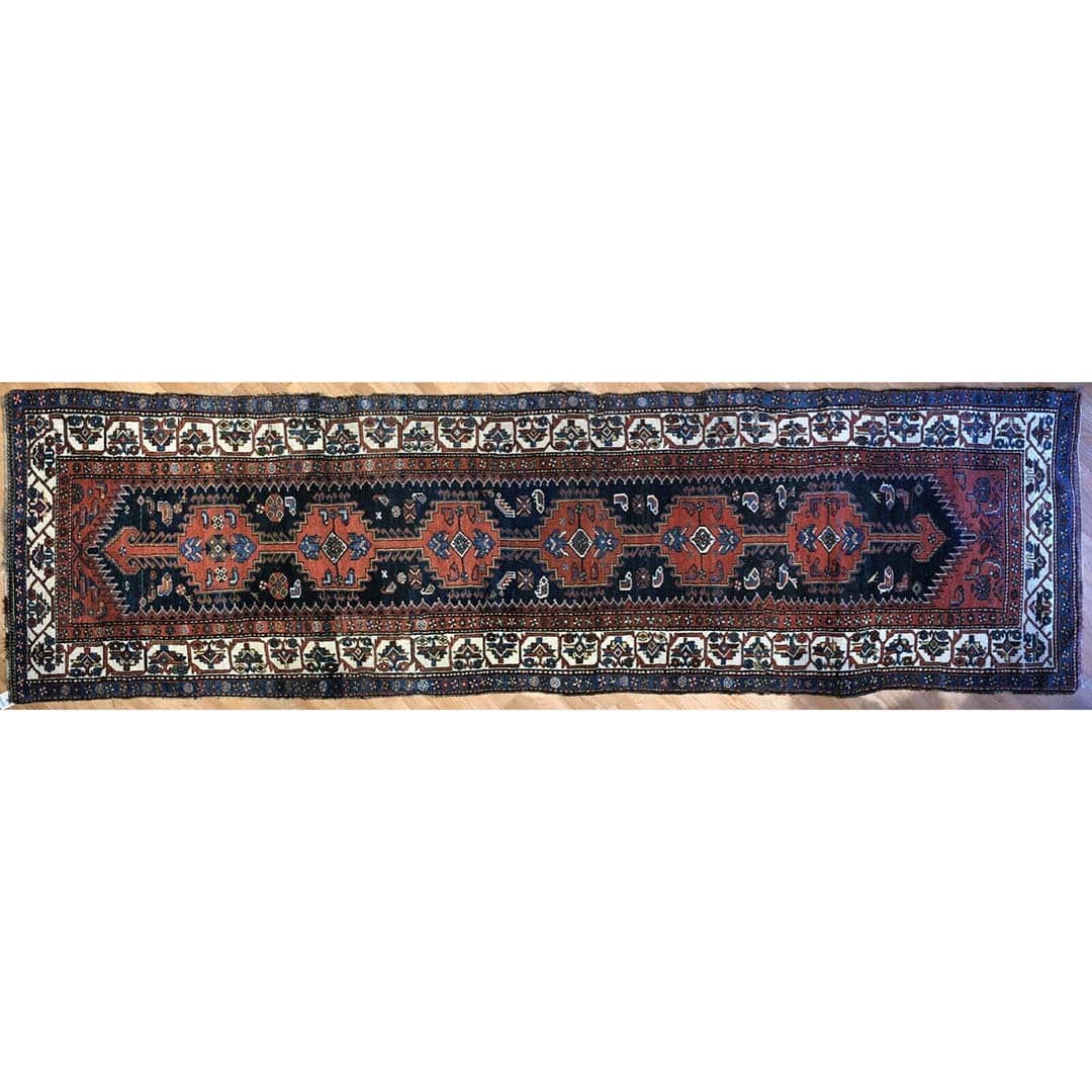 Lovely Lori - 1910s Antique Persian Rug - Malayer Runner - 4' x 14' ft