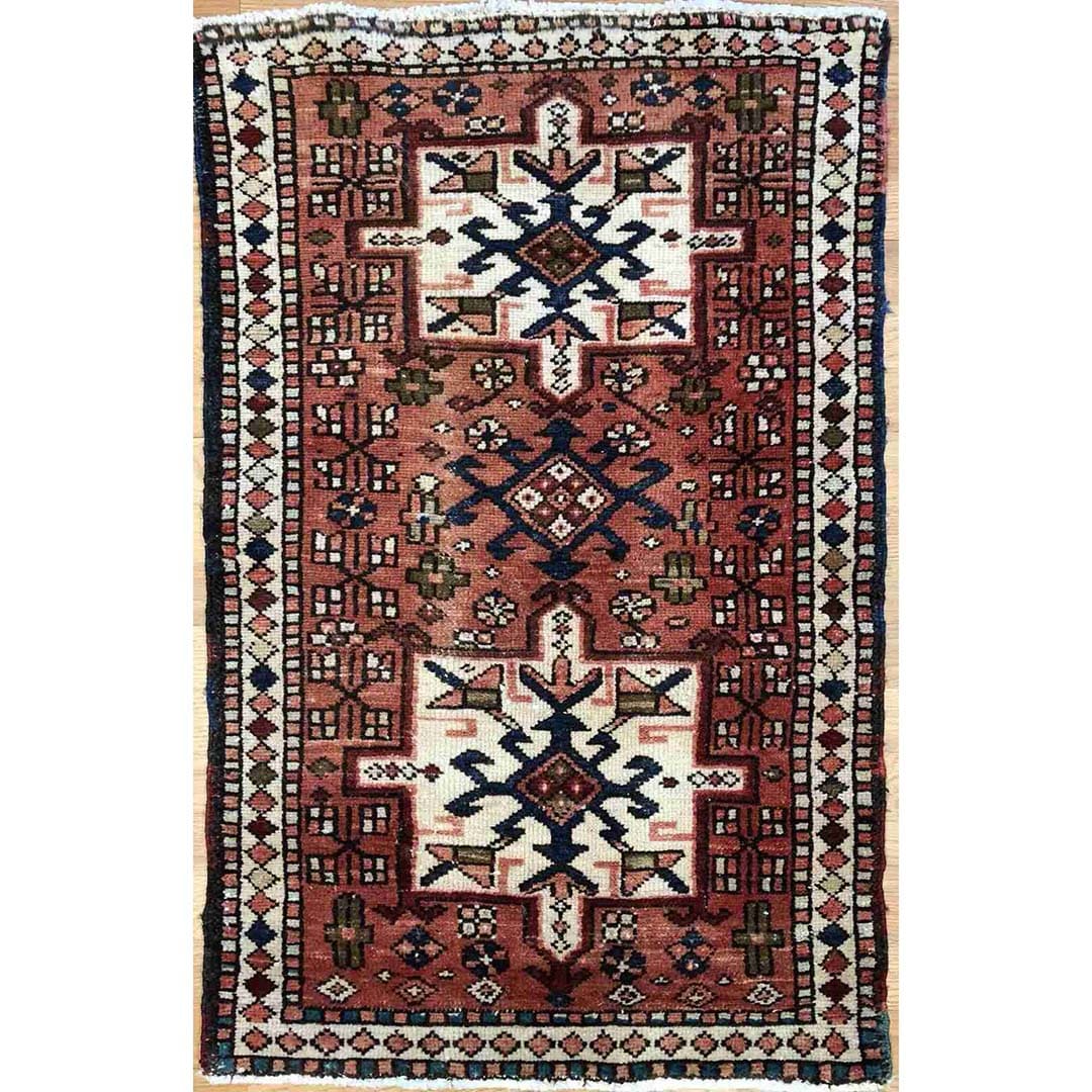Handsome Heriz - 1930s Antique Karaja Rug - Handmade Carpet - 2' x 3'7" ft