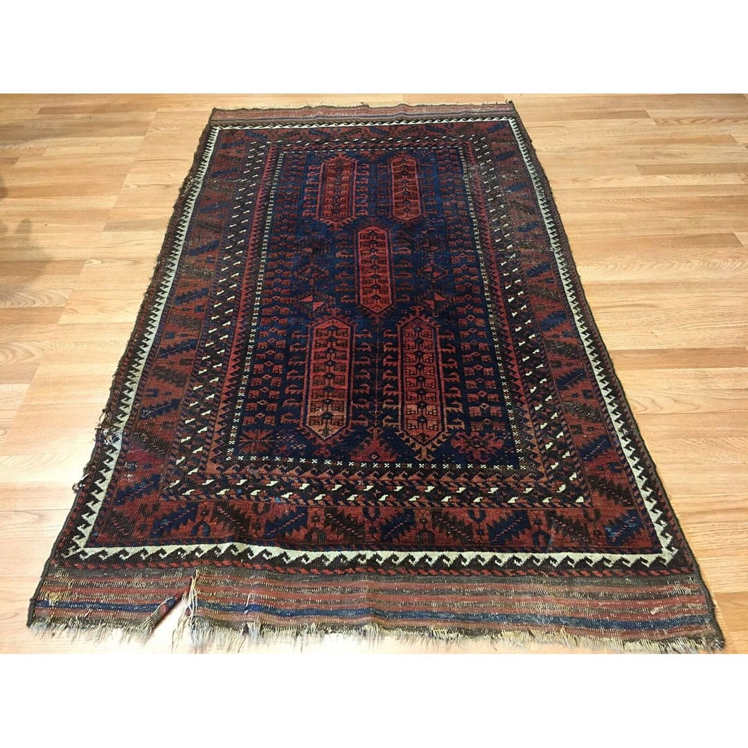 Beautiful Balouch - 1900s Antique Persian Rug - Tribal Carpet - 3'8" x 6'5" ft