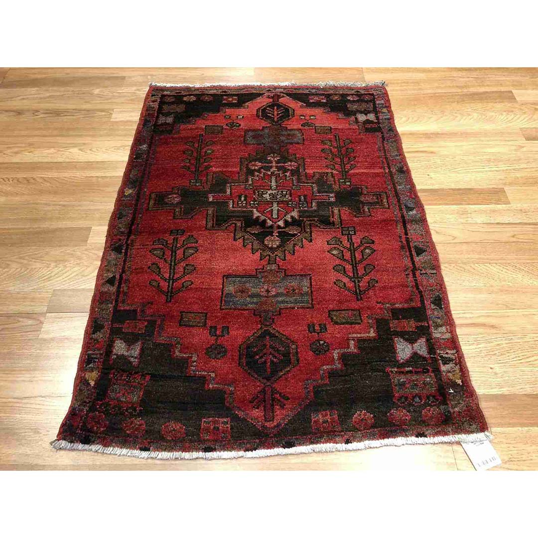 Handsome Hamadan - 1940s Antique Persian Rug - Tribal Carpet - 2'8" x 4' ft