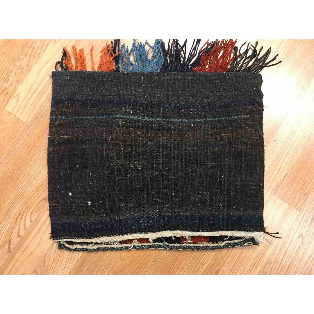 Amazing Afghan - 1970s Square Bag Face Rug - Saddlebag Carpet - 1'3" x 1'6" ft.