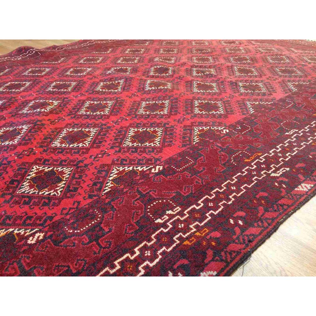 Terrific Turkmen – 1960s Afghan Beshir Rug – Tribal Oriental Carpet 5′ x 7’5″ ft
