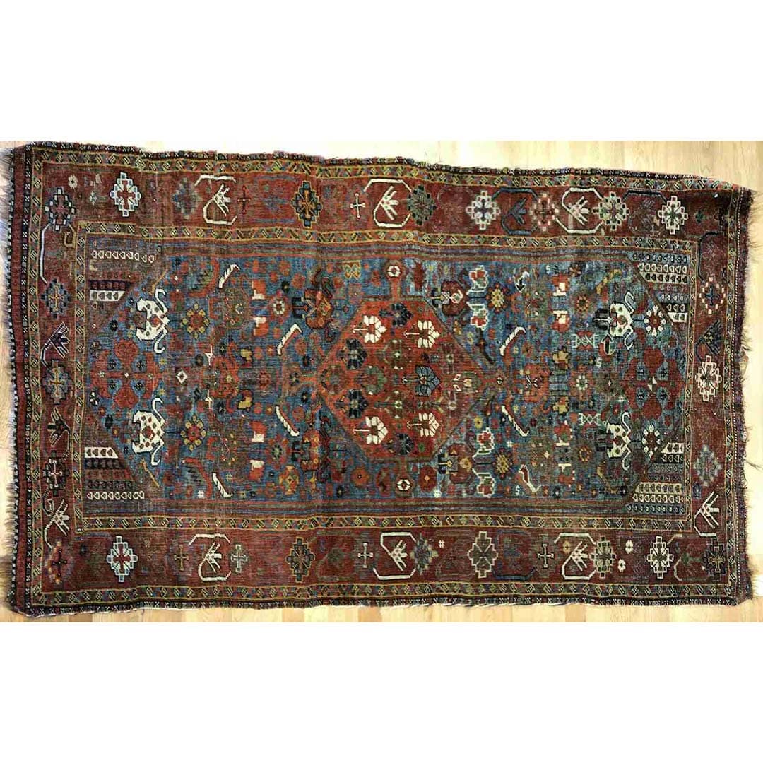 Quality Qashqai - 1910s Antique Shiraz Rug - Tribal Carpet - 4'1