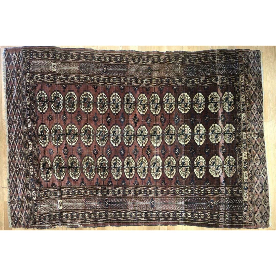 Tremendous Turkmen - 1920s Tekke Gul Bokhara Rug - Tribal Carpet - 5'1" x 7'4" ft
