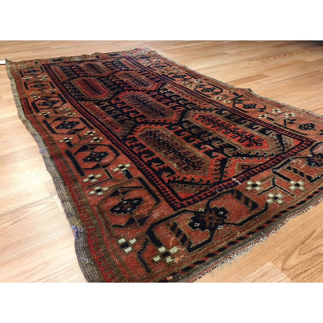 Beautiful Balouch - 1900s Antique Persian Rug - Tribal Carpet - 3' x 5'2" ft