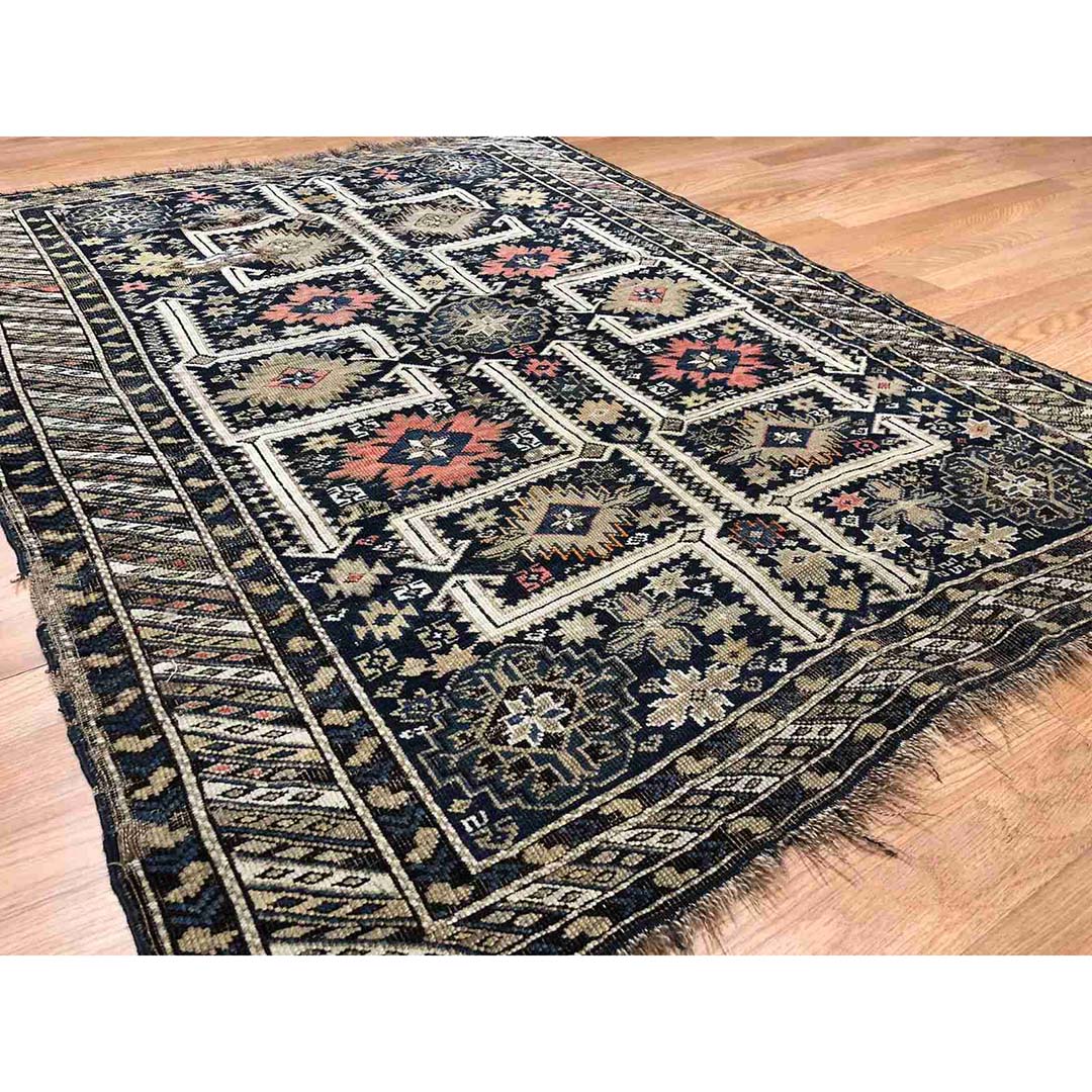 Quality Quba - 1900s Antique Caucasian Rug - Tribal Kazak Carpet - 3'10" x 5'3" ft