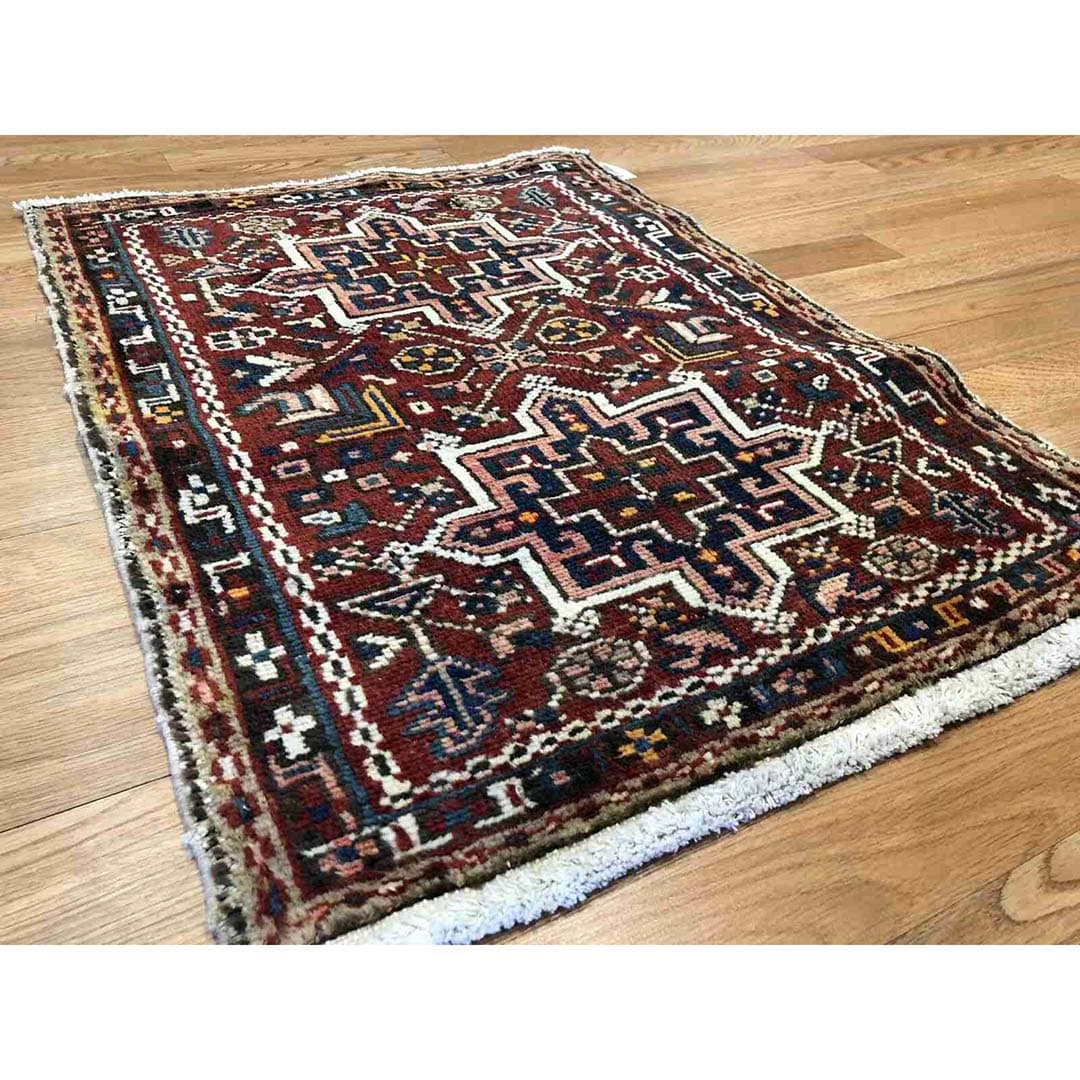 Handsome Heriz - 1930s Antique Persian Rug - Tribal Carpet - 2' x 2'8" ft