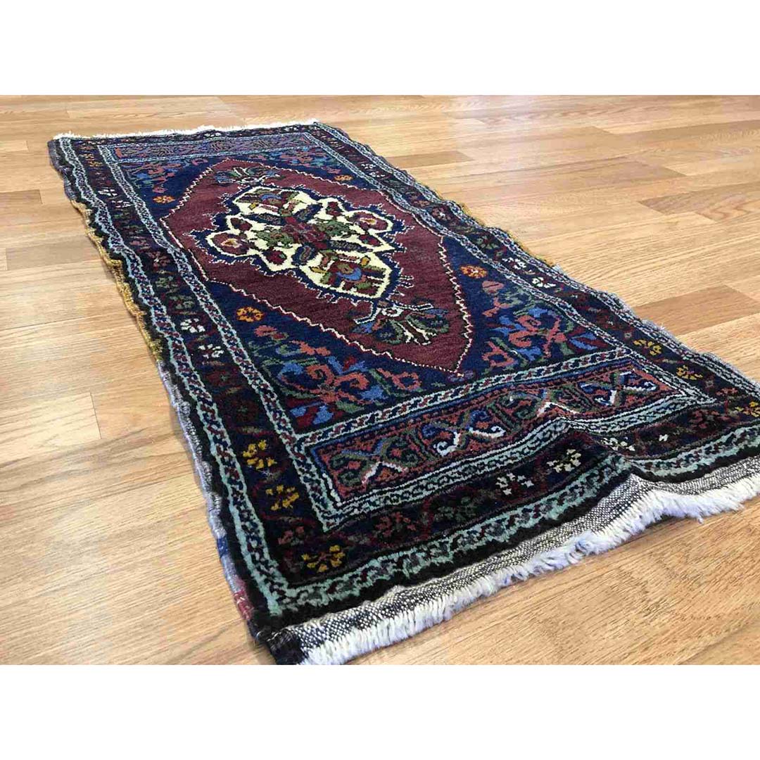 Youthful Yastik - 1930s Antique Turkish Rug - Tribal Oriental Carpet - 1'8" x 3'5" ft.
