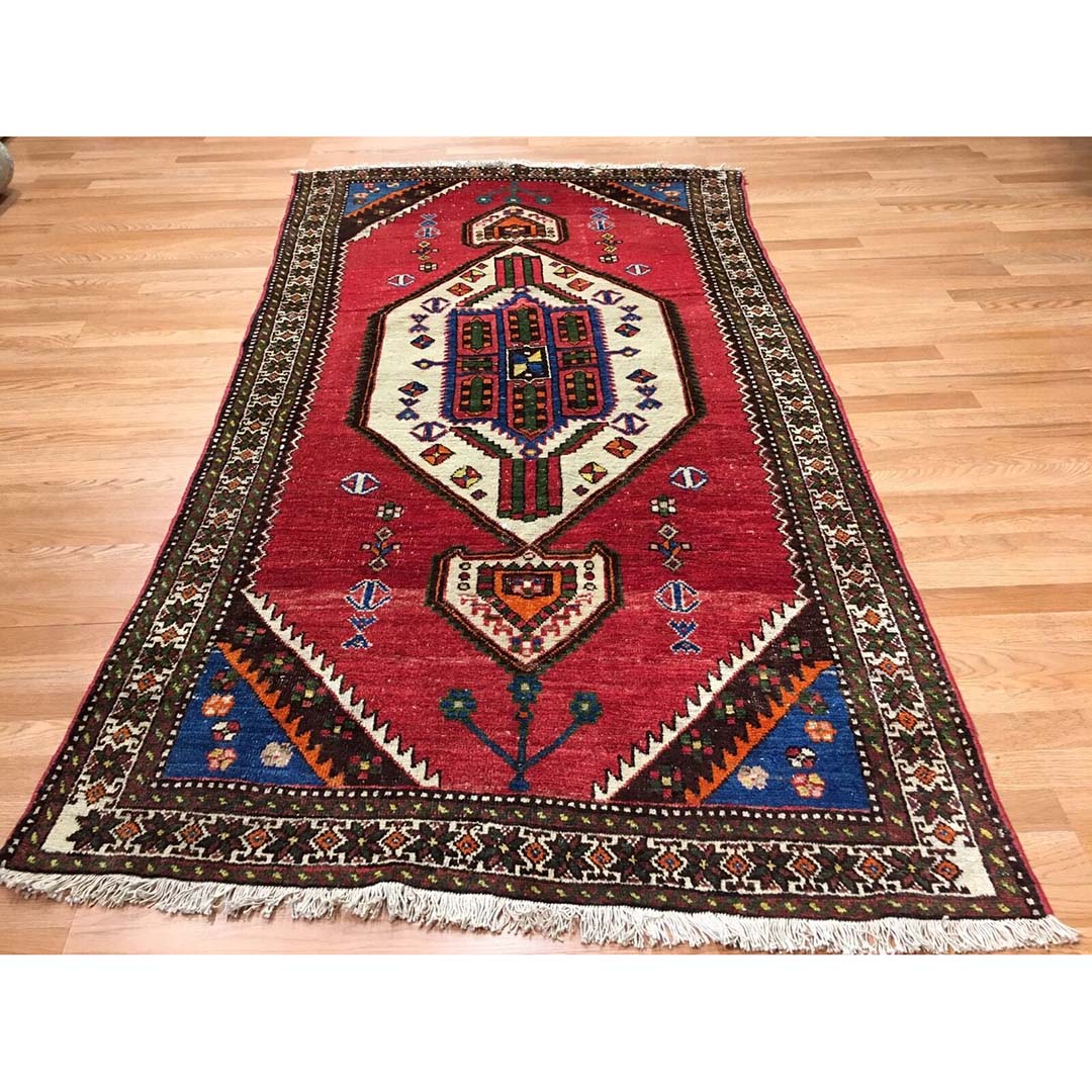 Terrific Tribal - 1940s Antique Kurdish Rug - Persian Carpet - 4'4" x 8'1" ft.