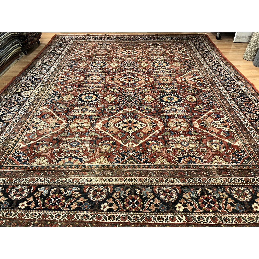 Marvelous Mahal - 1900s Antique Persian Rug - Handmade Carpet - 10'5" x 14'2" ft