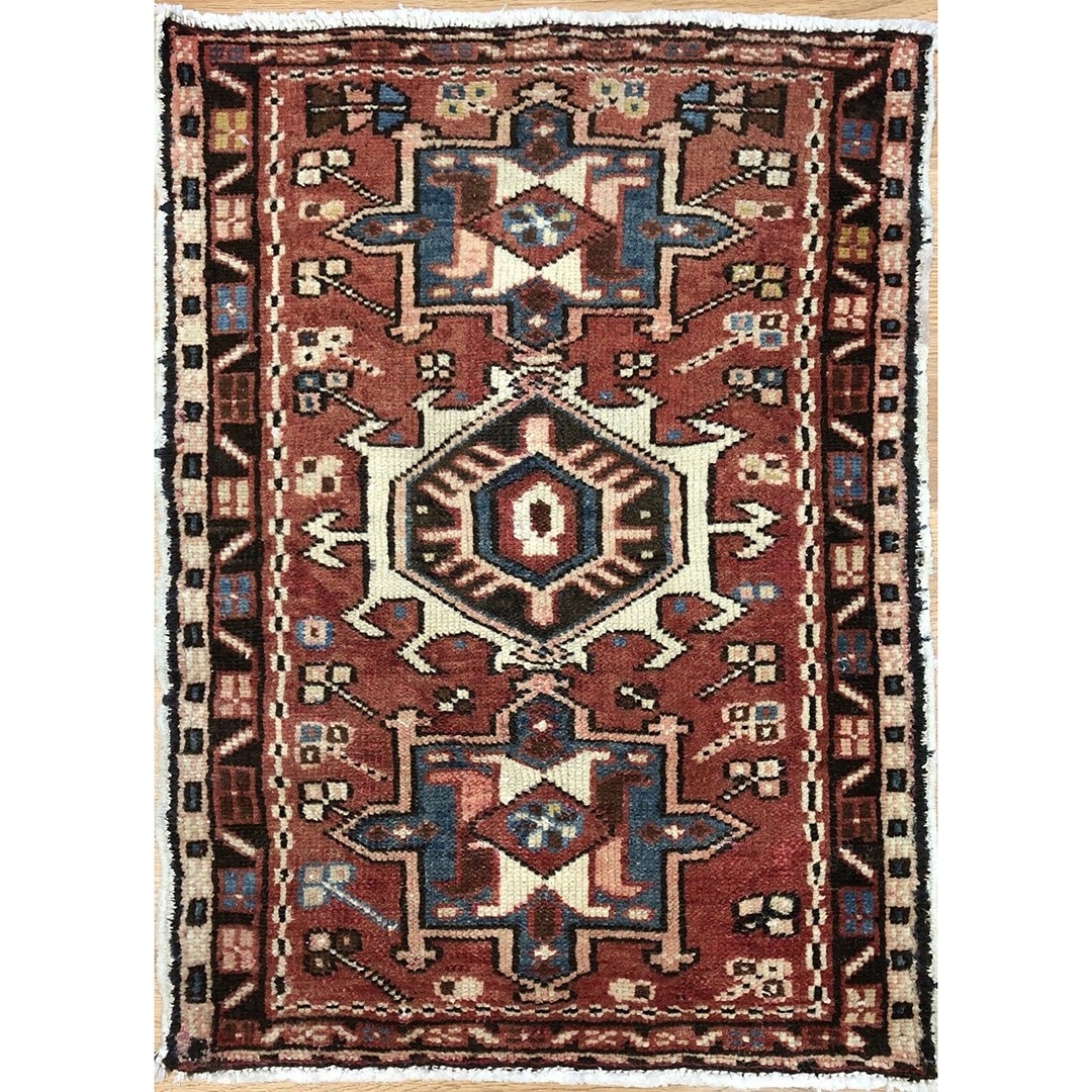 Handsome Heriz - 1930s Antique Karaja Rug - Tribal Carpet - 1'10" x 2'8" ft