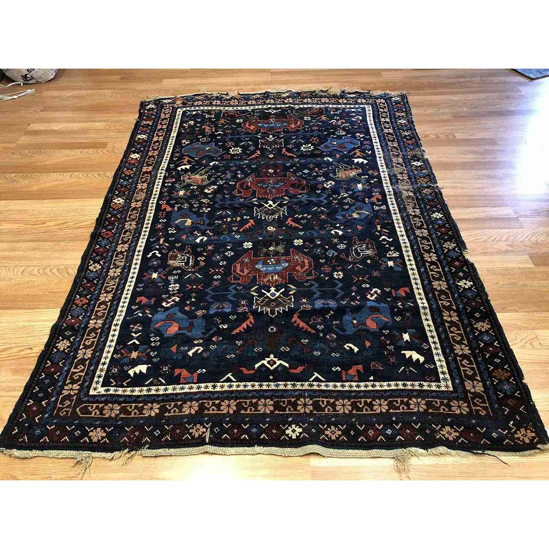 Classic Caucasian - 1940s Antique Quba Rug - Tribal Oriental Carpet - 4'9" x 6'10" ft