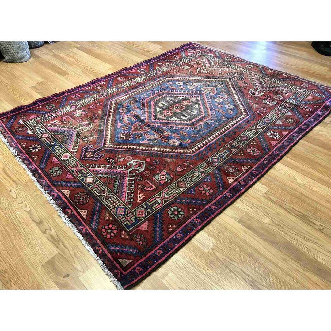 Handsome Hamadan - 1940s Antique Persian Rug - Tribal Carpet - 4'4" x 6'6" ft
