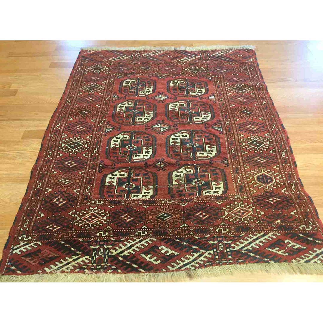 Tremendous Turkmen - 1910s Tekke Gul Bokhara Rug - Tribal Carpet - 3'8" x 4'6" ft