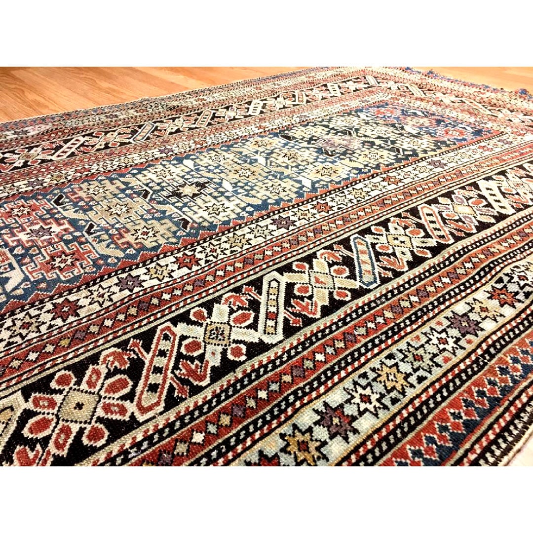 Charming Chi-Chi - 1890s Antique Shirvan Rug - Caucasian Carpet - 3'8" x 6'3" ft