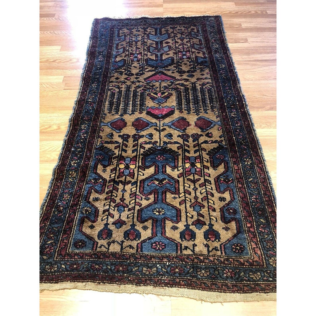 Special Serab - 1920s Antique Camel Hair Rug - Tribal Carpet - 3'4" x 6'1" ft