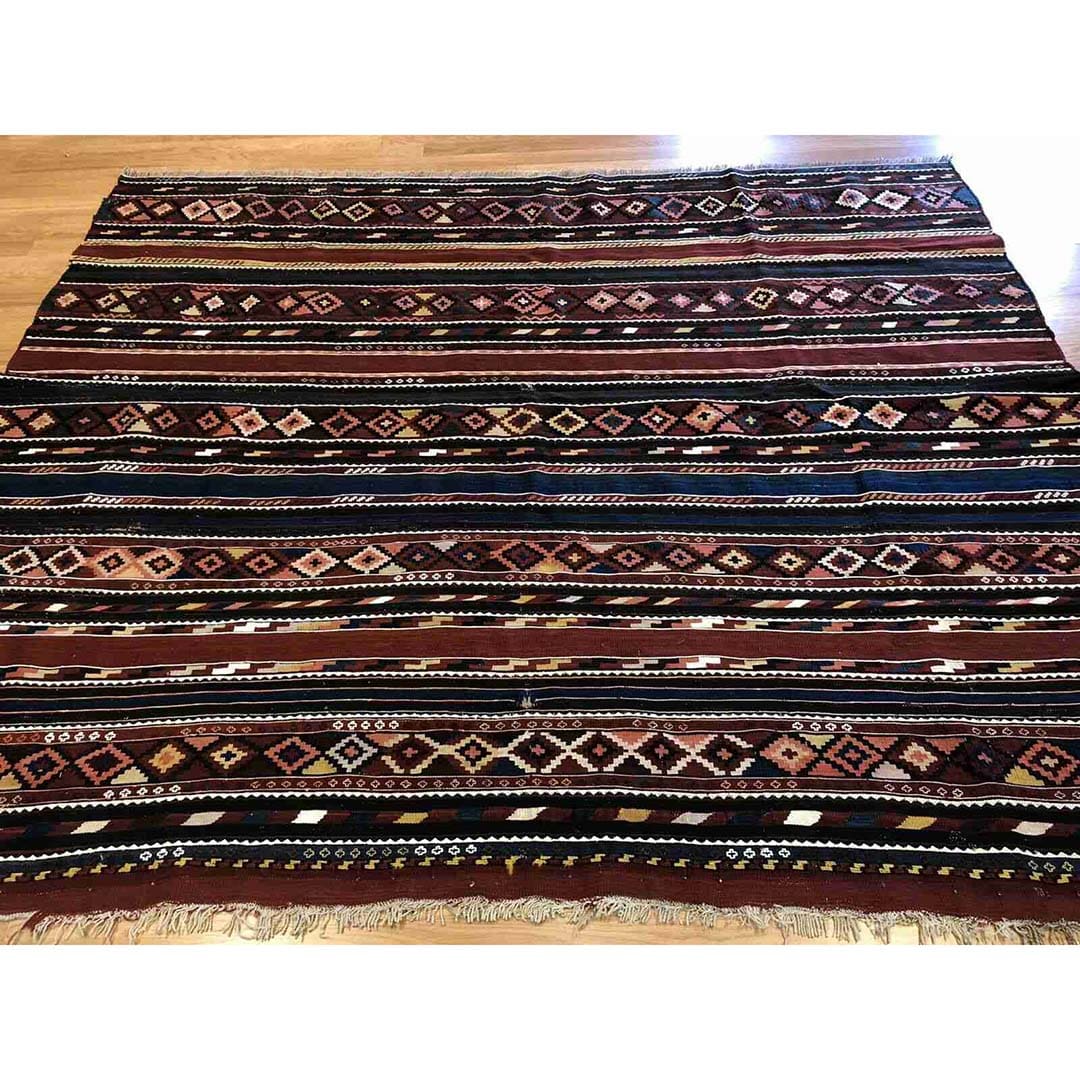 Sensational Shirvan - 1940s Antique Kilim Rug - Caucasian Flatweave 5'10" x 6'10" ft
