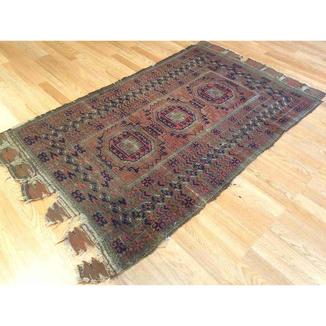 Selective Saryk - 1870s Antique Balouch Rug - Oxidized Persian Carpet - 3'5" x 6'2" ft