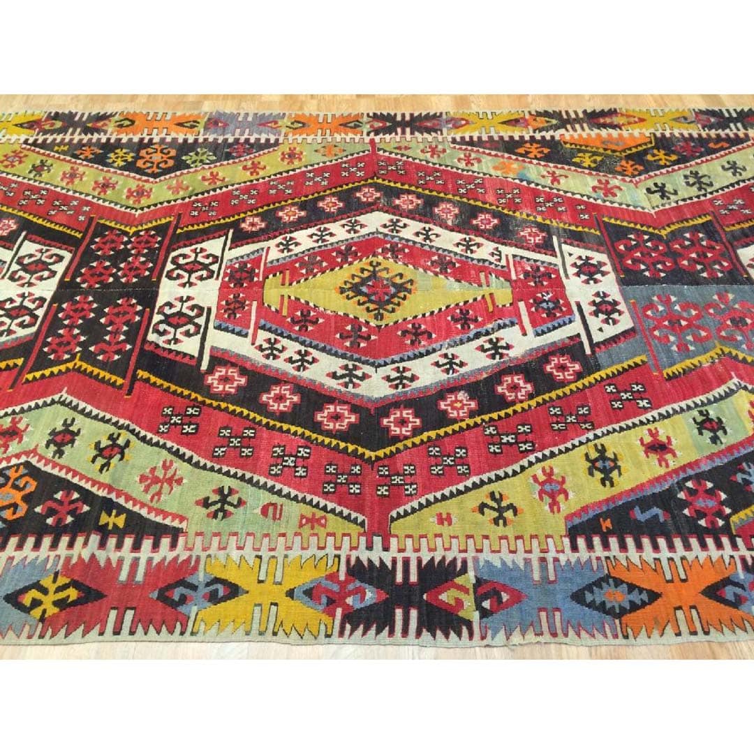 Jovial "Joined" - 1900s Antique Turkish Kilim Runner - Anatolian Rug 5'7" x 15' ft