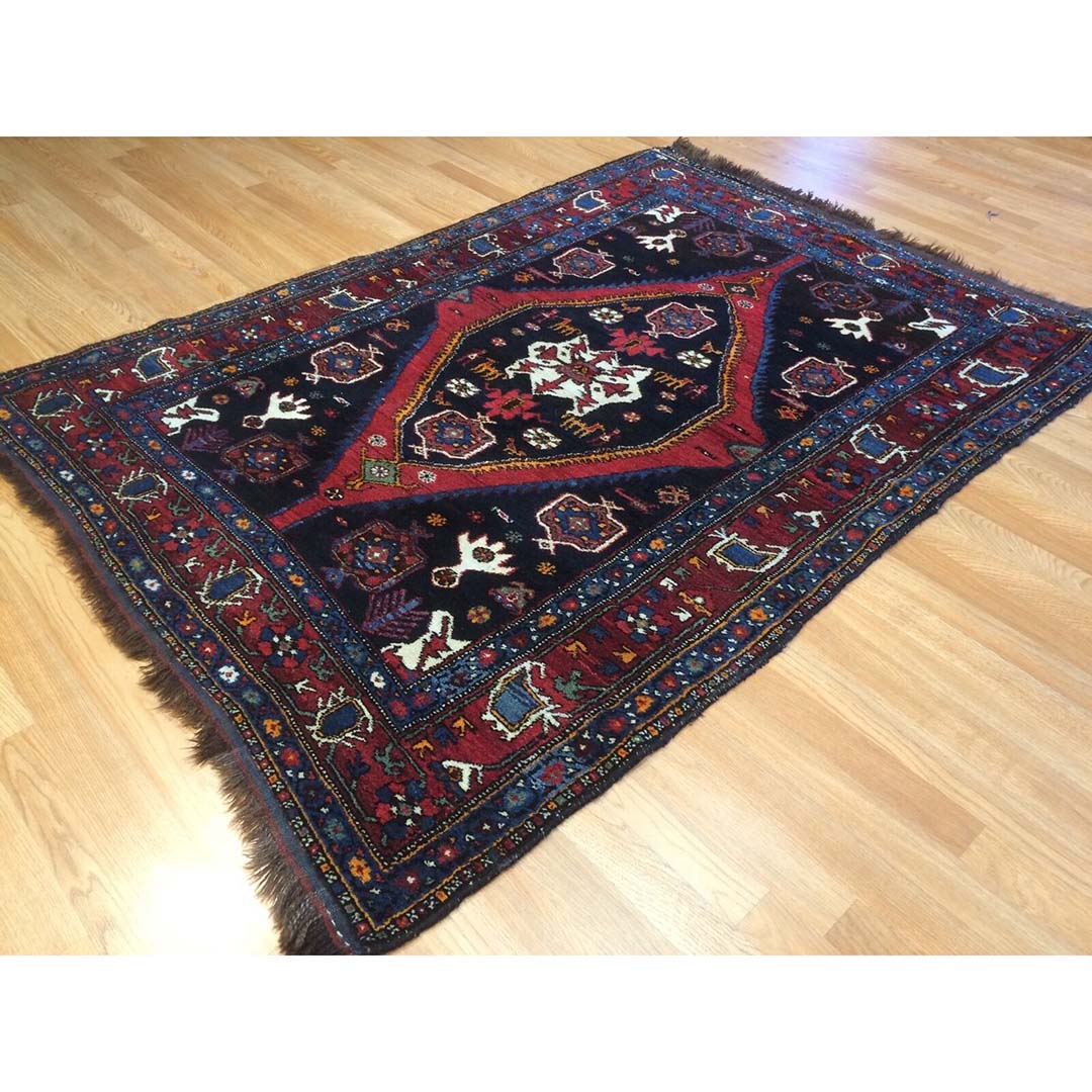 Terrific Tribal - 1900s Antique Kurdish Rug - Persian Carpet - 4'5" x 6'3" ft.