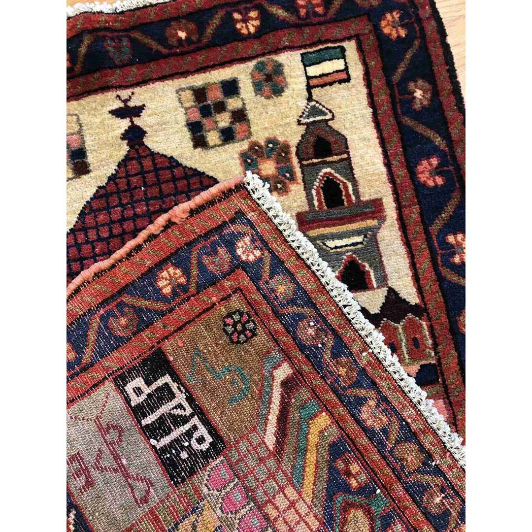 Neat Nahavand - 1980s Antique Persian Rug -Tribal Hamadan Carpet - 2'7" x 3'3" ft