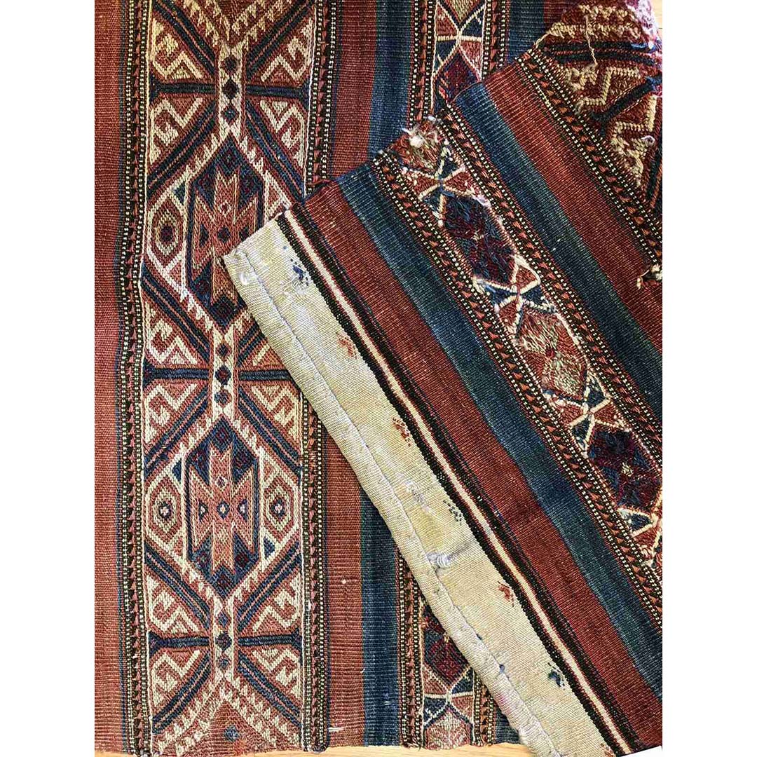 Special Sumak – 1940s Antique Kilim Rug – Afghan Tribal Flatweave – 2’1″ x 3’8″ ft 8