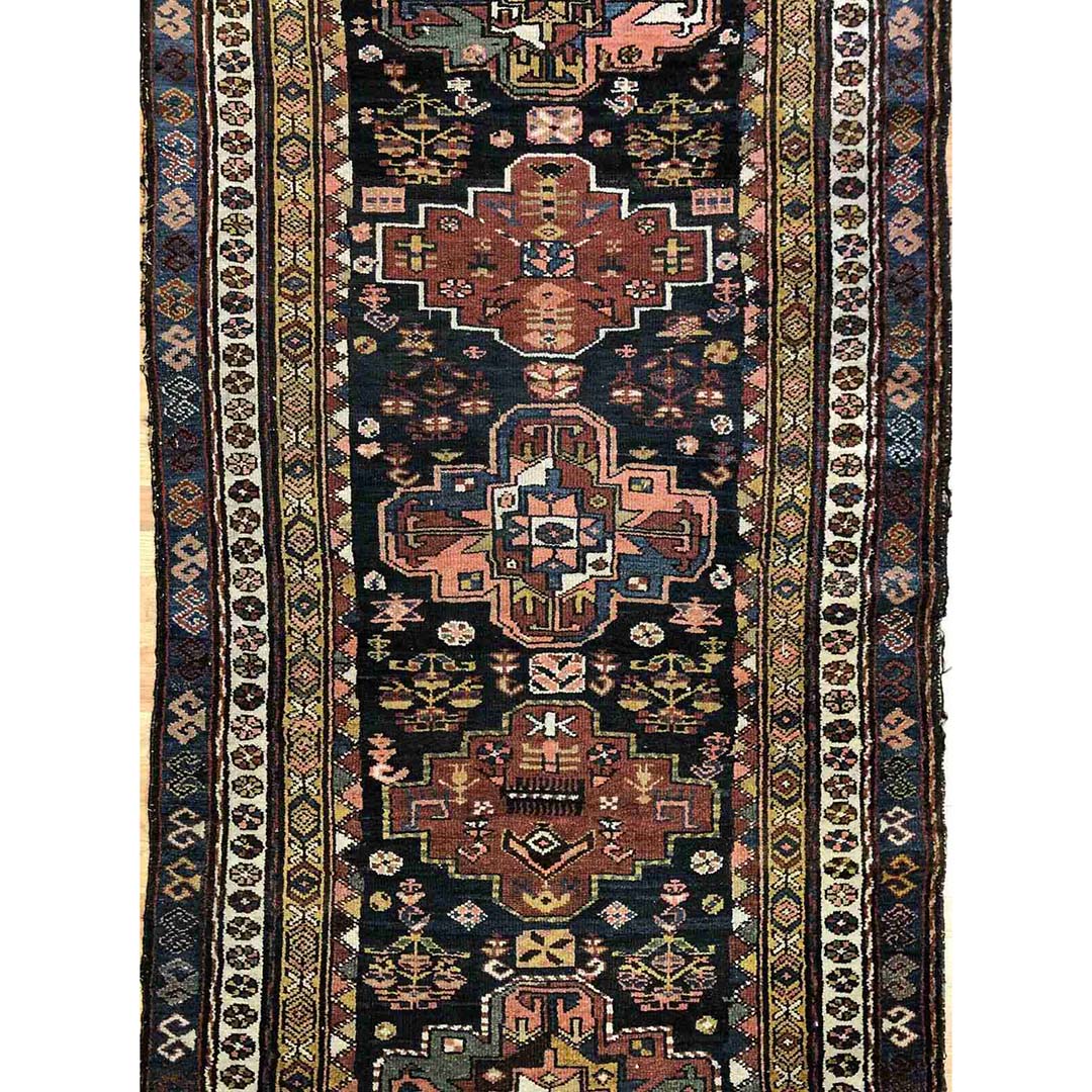 Perfect Persian - 1900s Antique Kurdish Rug - Tribal Runner - 3'9" x 12' ft