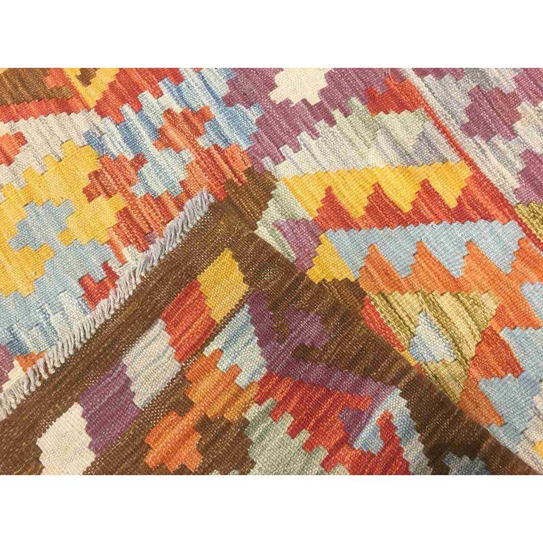 Crisp Colorful - New Kilim Rug - Flatweave Tribal Carpet - 3' x 3'2"