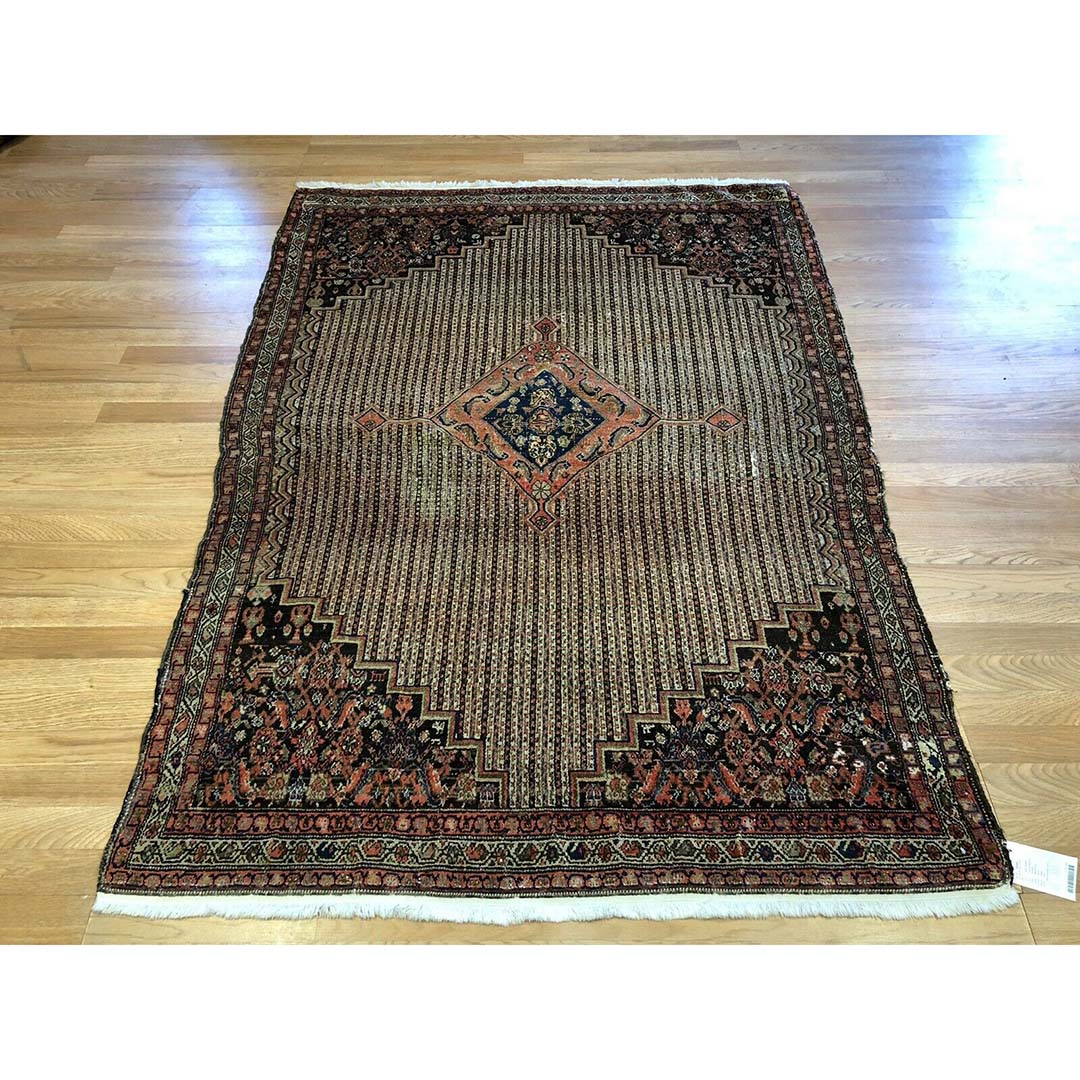Spectactular Senneh - 1920s Antique Songhur Rug - Tribal Carpet - 4'3" x 6'4" ft