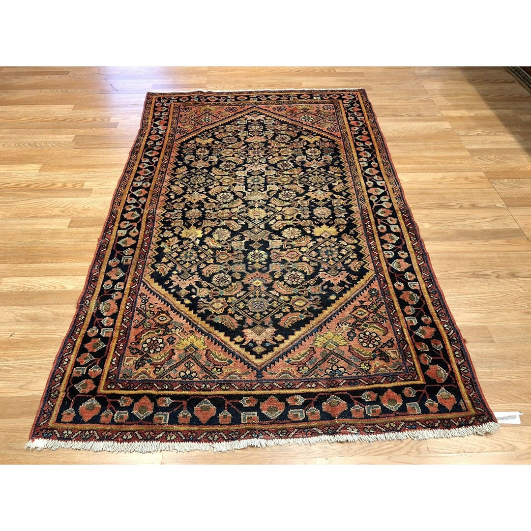 Handsome Hamadan - 1920s Antique Persian Rug - Tribal Carpet - 4' x 6'7" ft