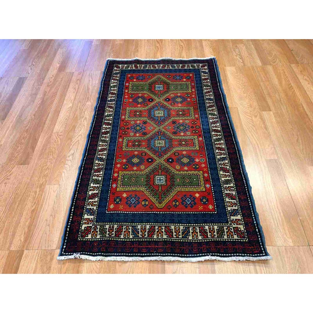 Remarkable Russian - 1920s Antique Caucasian Rug - Five Year Plan 2'9" x 4'9" ft.